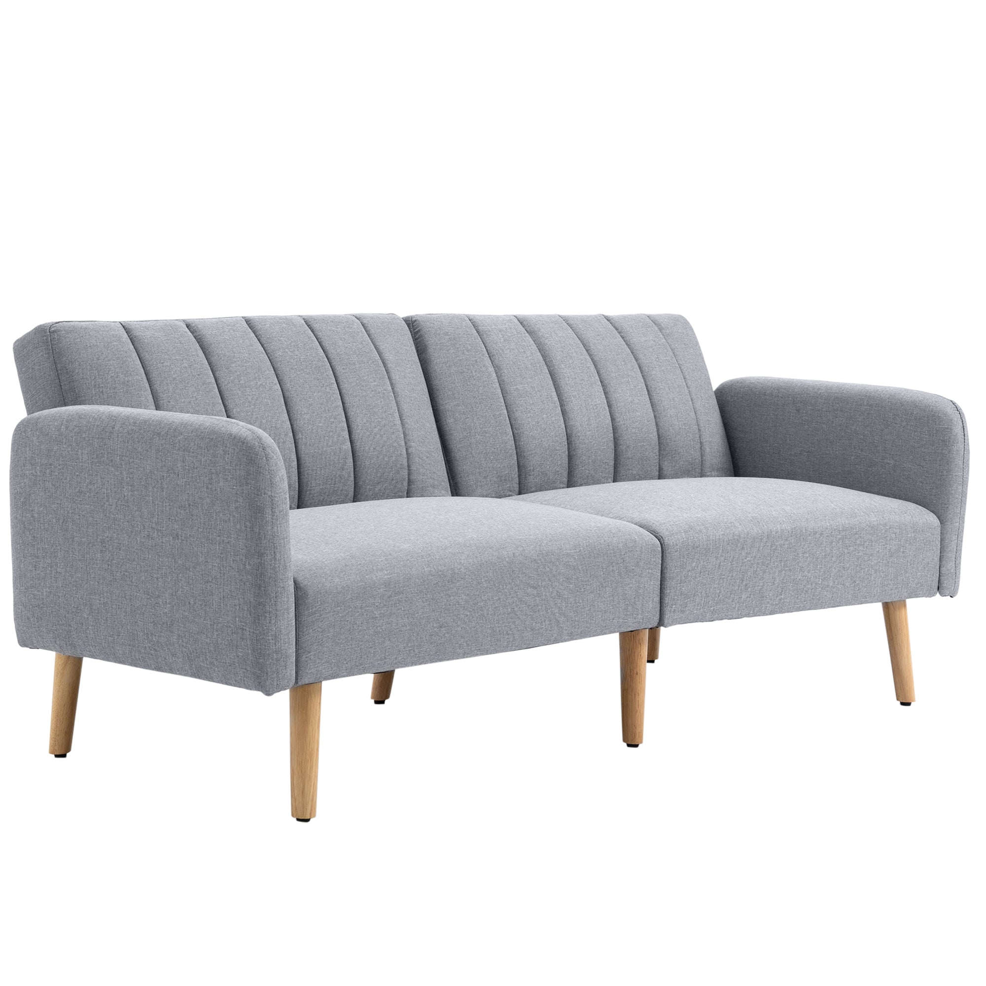 Sovesofa   -personers Stofsofa  Sofa Med Sovefunktion  Hørlignende Polyester  Gummitræ  173   75   73 Cm  Grå
