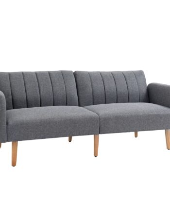 Sovesofa   -personers Stofsofa  Sofa Med Sovefunktion  Hørlignende Polyester  Gummitræ  173   75   73 Cm  Grå