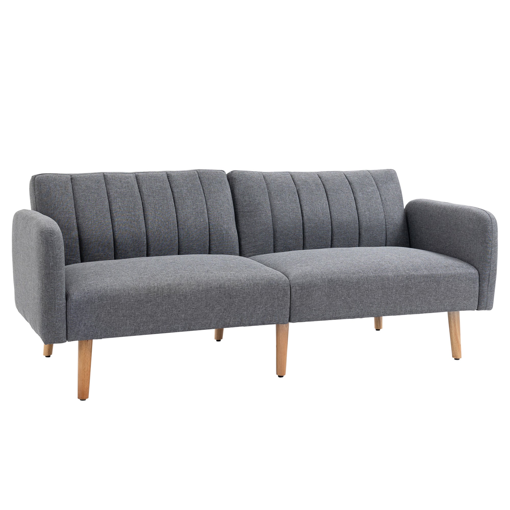 Sovesofa   -personers Stofsofa  Sofa Med Sovefunktion  Hørlignende Polyester  Gummitræ  173   75   73 Cm  Grå