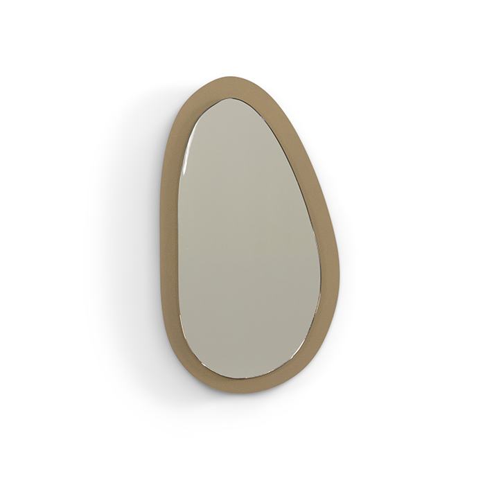 Spinder Design Pipa Vægspejl  Organisk Bronze Glas Og Champagne Stål  34 5x20