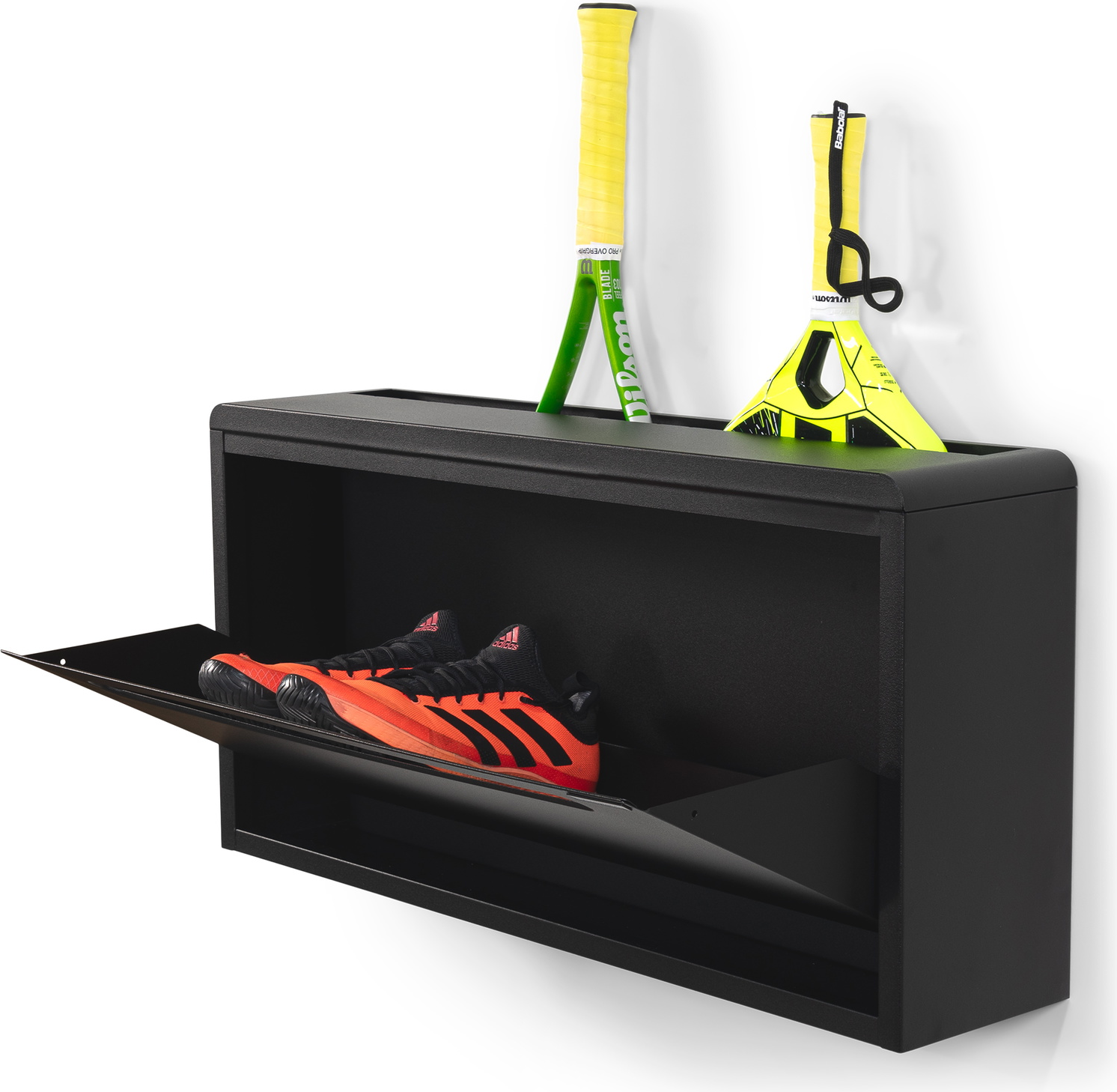 Spinder Design Sportiva Skoskab   Mat Sort Stål Med Ventileret Klap Og Skjult Toprum Til   Par Sko 37 7ã 75 7ã 17   Cm