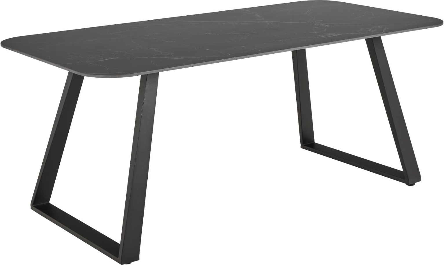 Spise- Arbejdsbord Signature Arvento Mat Sort Perla-keramik 180x90 Cm Stålstel