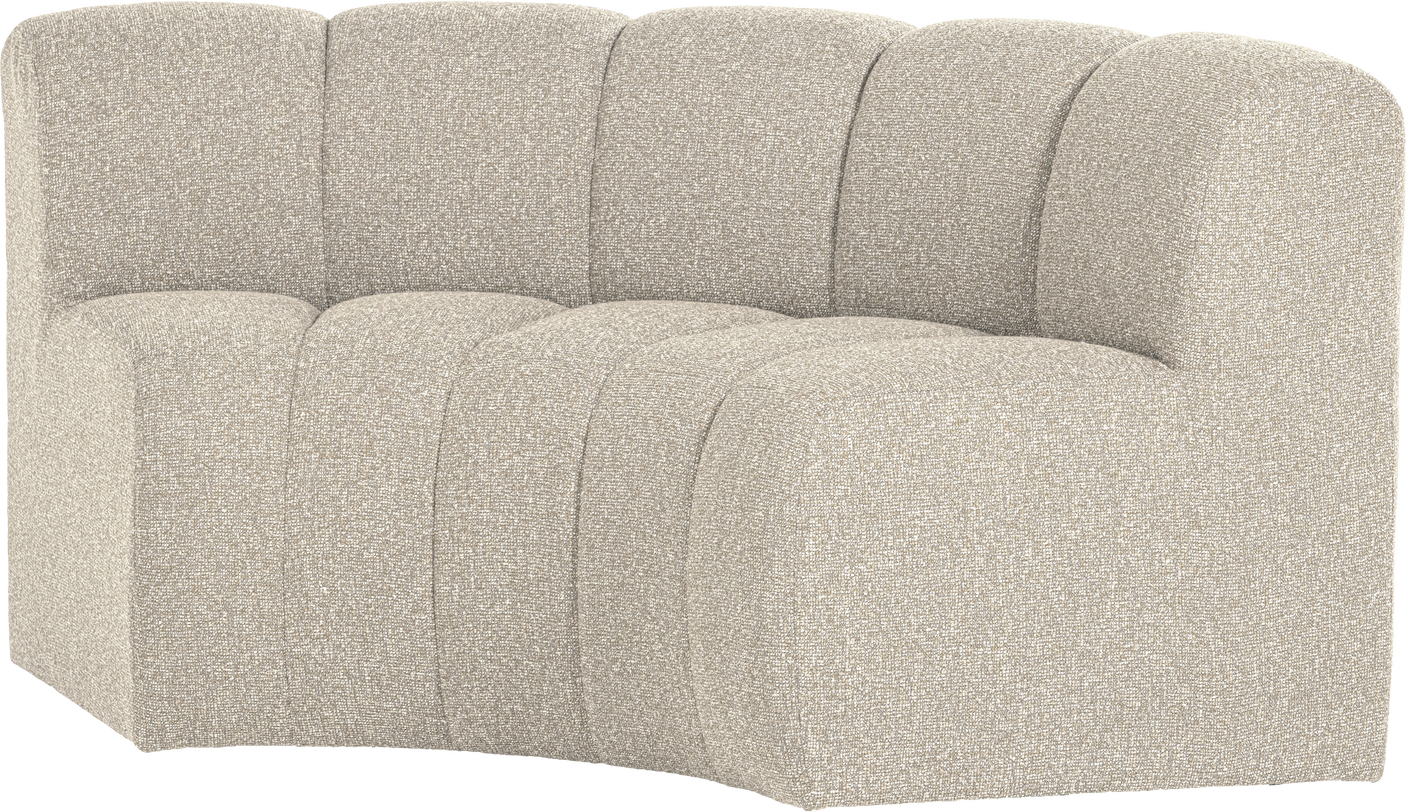 Spisebænk Sofabænk Woood Mojo Beige Bouclé 152 Cm Halvrund Ryg Fsc-træstel 100 Polyester