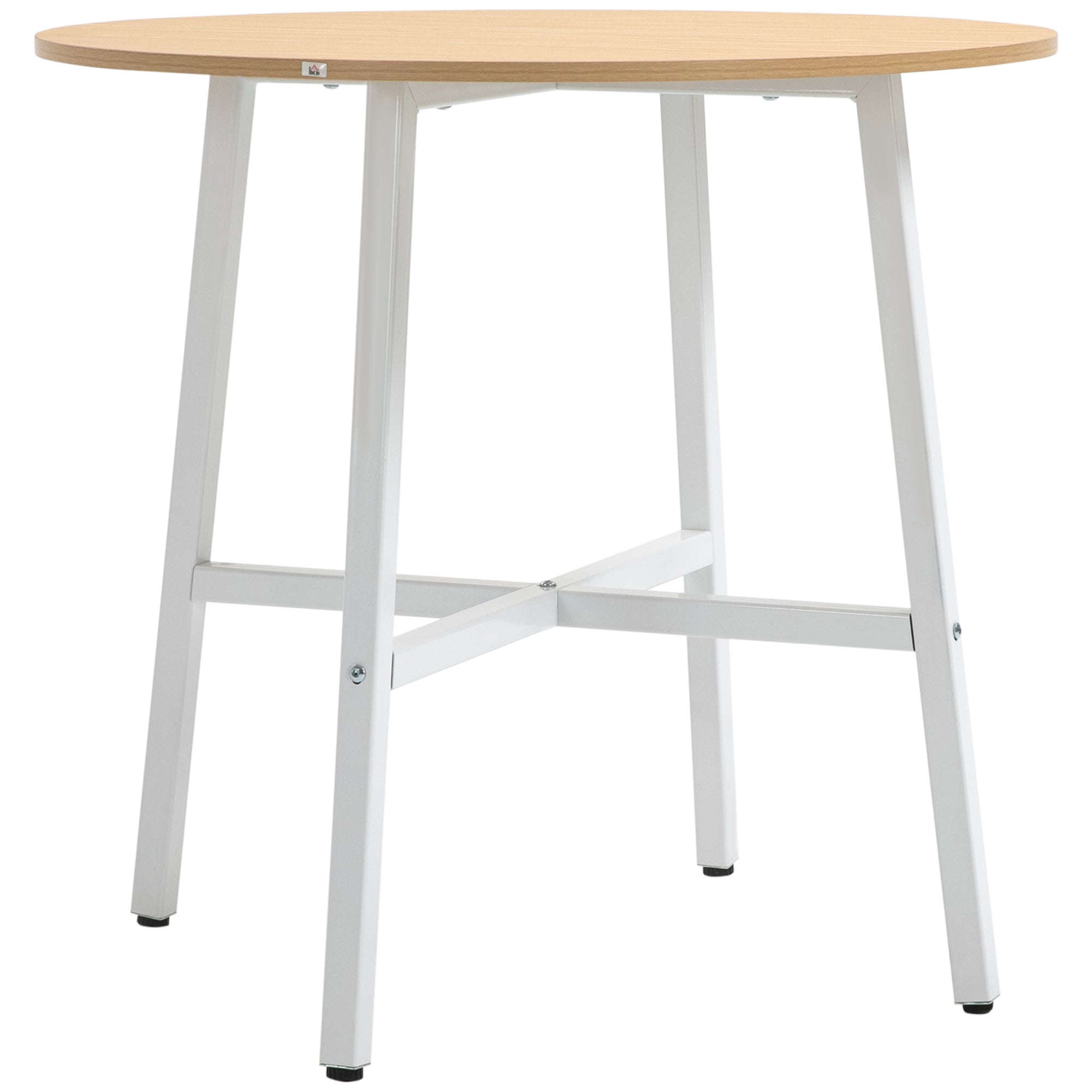Spisebord  Industriel Stil  Afrundet Design  Stabilt Op Til 60 Kg  80   76h Cm  Naturtræ Hvid