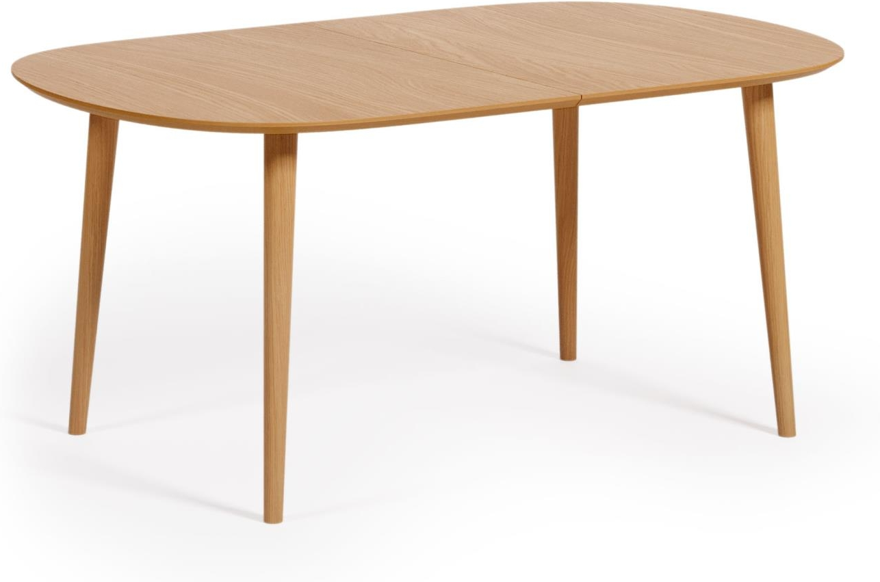 Spisebord Med Udtræk Kave Home Oqui   Egetræsfinér Bordplade  Gummitræsben  Nordisk Moderne Design