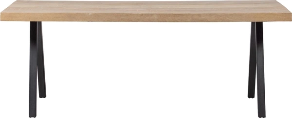 Spisebord Plankebord Woood Tablo     Kalkvasket Mangotræ Med Sorte  -ben   180x90x75 Cm