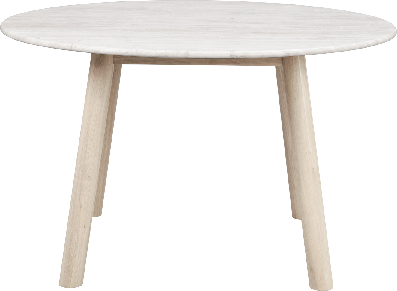 Spisebord Rowico Taransay Rund ø125 Cm Massiv Italiensk Travertin Bordplade Fsc Egetræ Stel Beige Hvidvasket