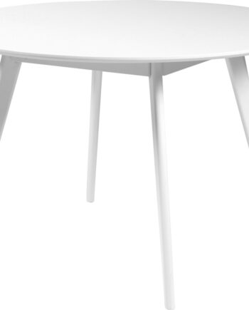 Spisebord Rowico Yumi Rundt ø115 Cm Hvidlakeret Mdf   Massivt Gummitræsben