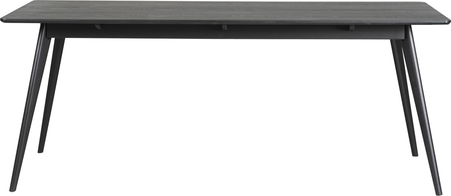 Spisebord Rowico Yumi Sortlakeret 190   90 Cm Mdf-top Med Askefiner Massivt Gummitræben Nordisk Design
