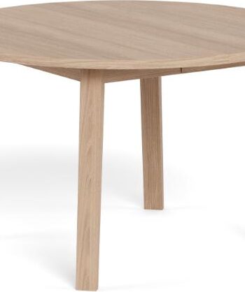 Spisebord Signature Arven  Hvidpigmenteret Egefiner  Udtræksbord ø120-220 Cm  Olieret  Koniske Ben