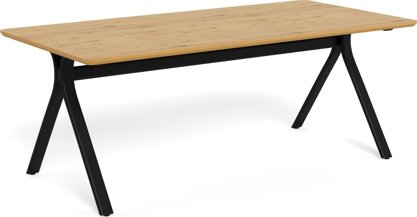 Spisebord Signature Brist 200x100 Cm Mat Vild Eg-melamin Mat Sort Stålstel