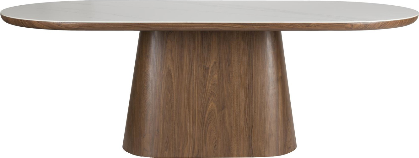 Spisebord Studio White Almira Oval Valnøddetræsfiner 200x90x77 Cm Mørk Natur