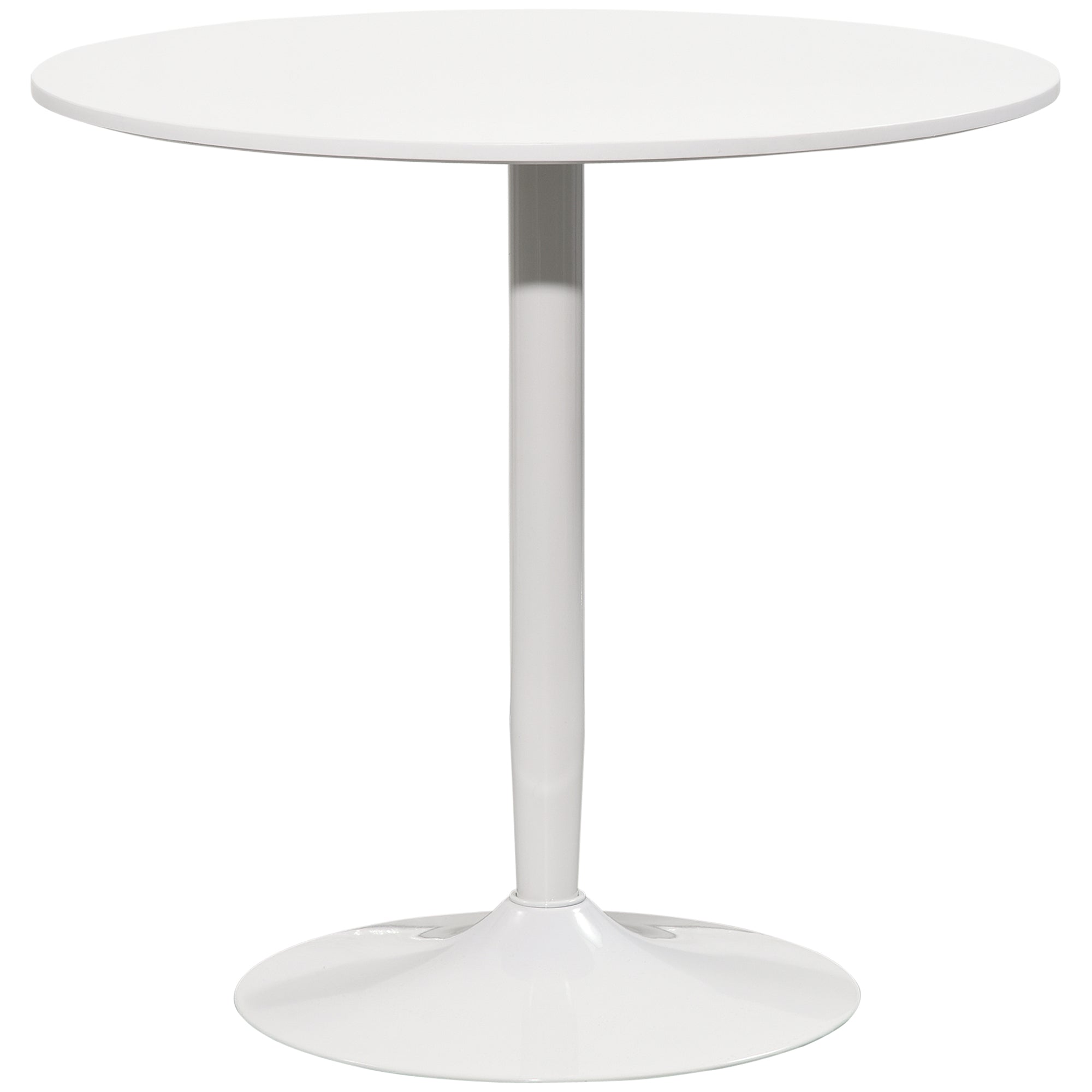 Spisebord Til   Personer  Rund Bordplade 80 Cm  Mdf Og Stål  Skridsikker  Hvid  75h Cm