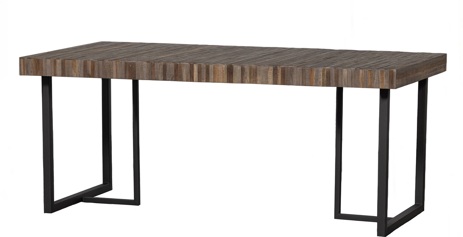 Spisebord Woood Exclusive Maxime Bæredygtigt Genbrugsteak Med Mat Sort Stel 180ã 90 Cm