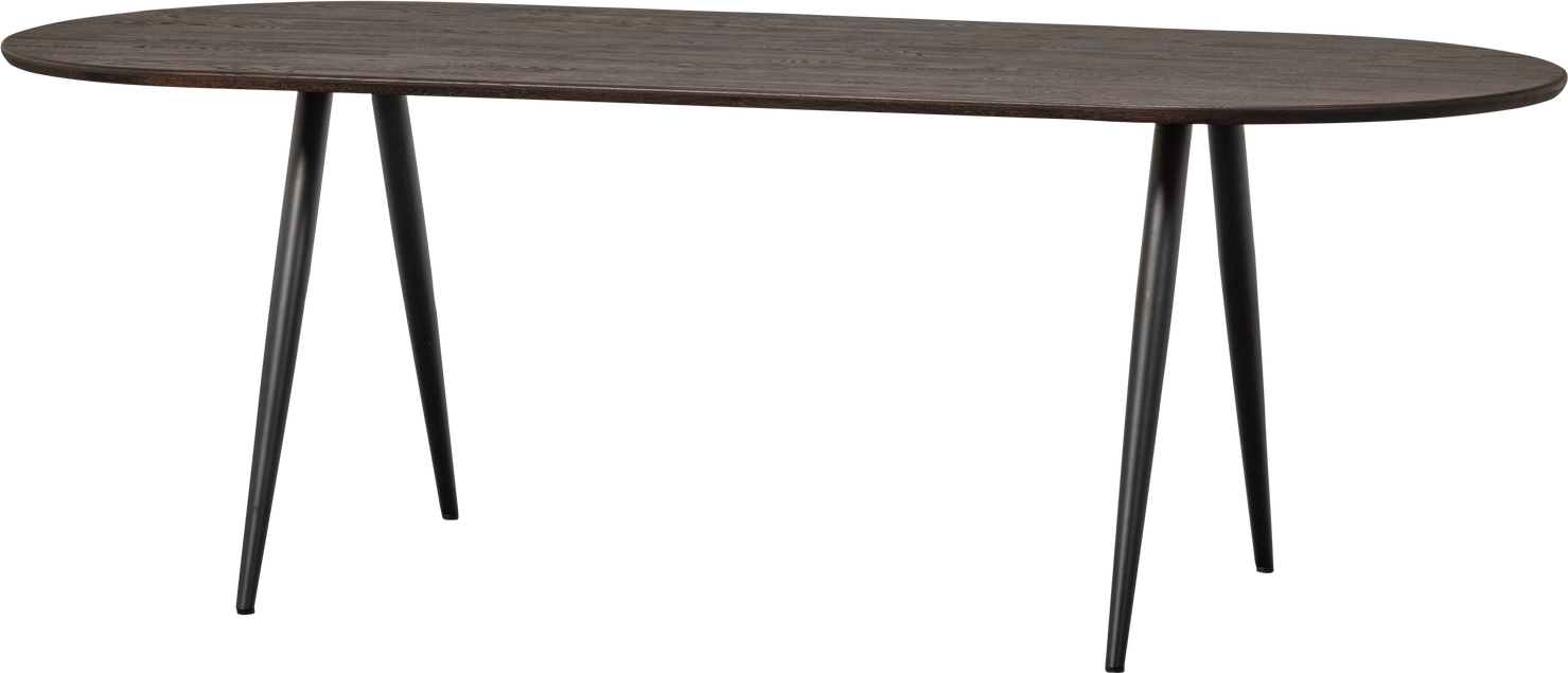 Spisebord Woood Tablo Ovalt Egetræ Let Børstet Brun Bejdse Sort Metalstel Fsc Mix 220x90 Cm