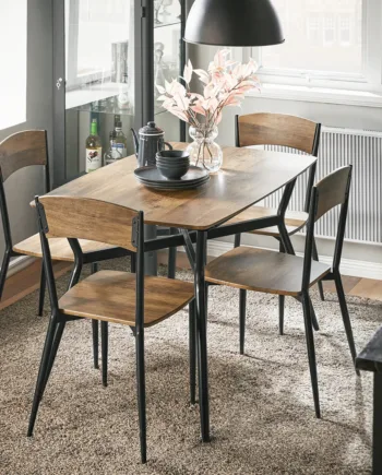 Spisebordssæt Med Bord Og   Stole   Industrielt Look  Brun