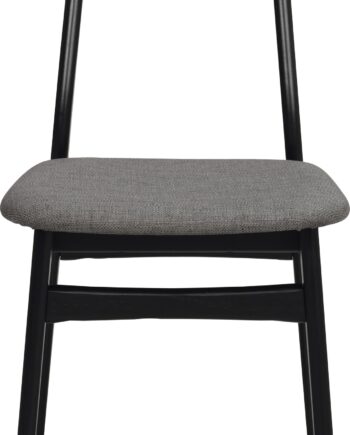 Spisebordsstol Rowico Rodham   Sortlakeret Egetræ   Mørkegråt Polyesterbetræk H82ã B44ã D51 Cm  Ergonomisk Buet Ryglæn  Sælges Parvis