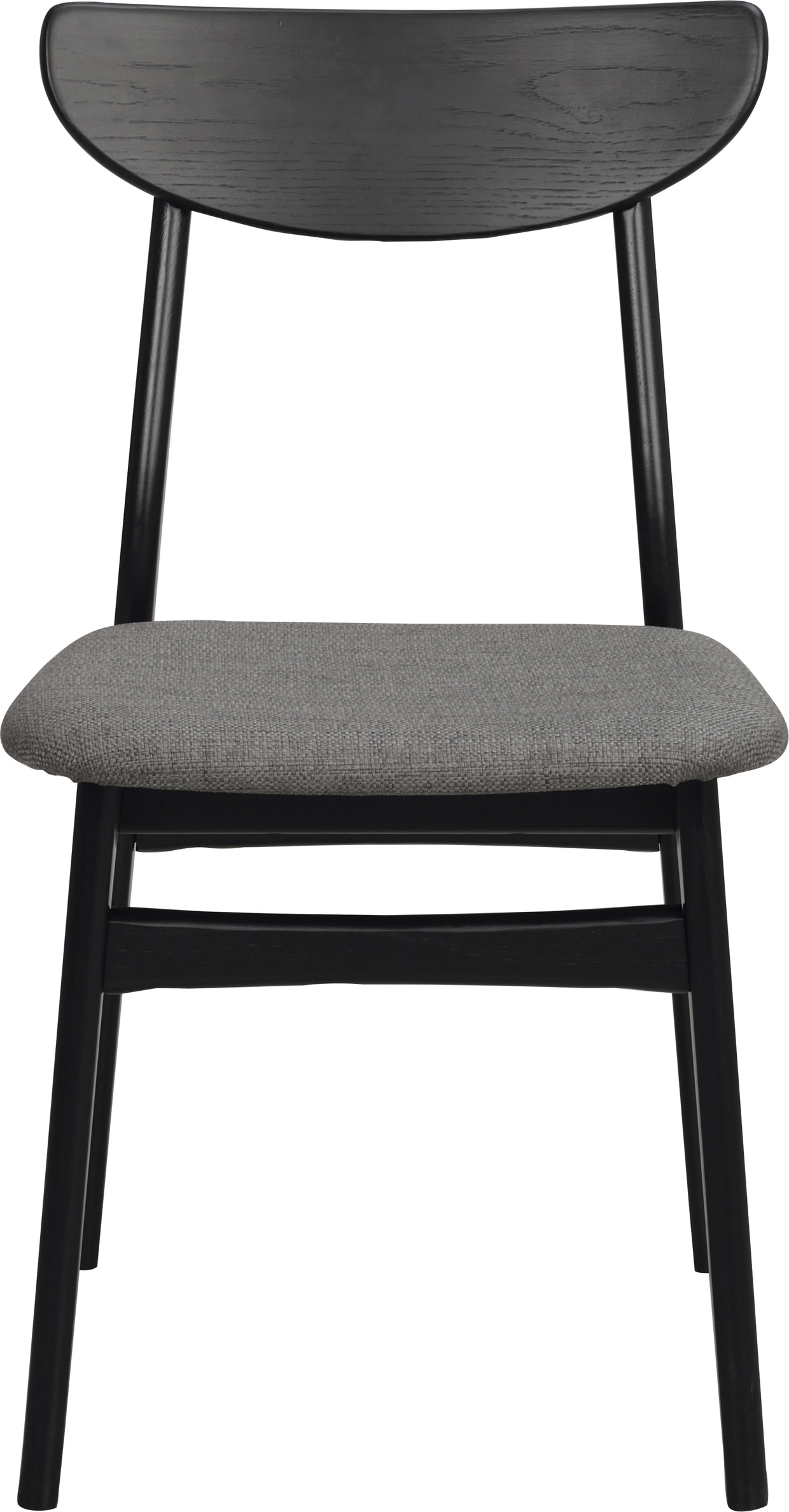 Spisebordsstol Rowico Rodham   Sortlakeret Egetræ   Mørkegråt Polyesterbetræk H82ã B44ã D51 Cm  Ergonomisk Buet Ryglæn  Sælges Parvis