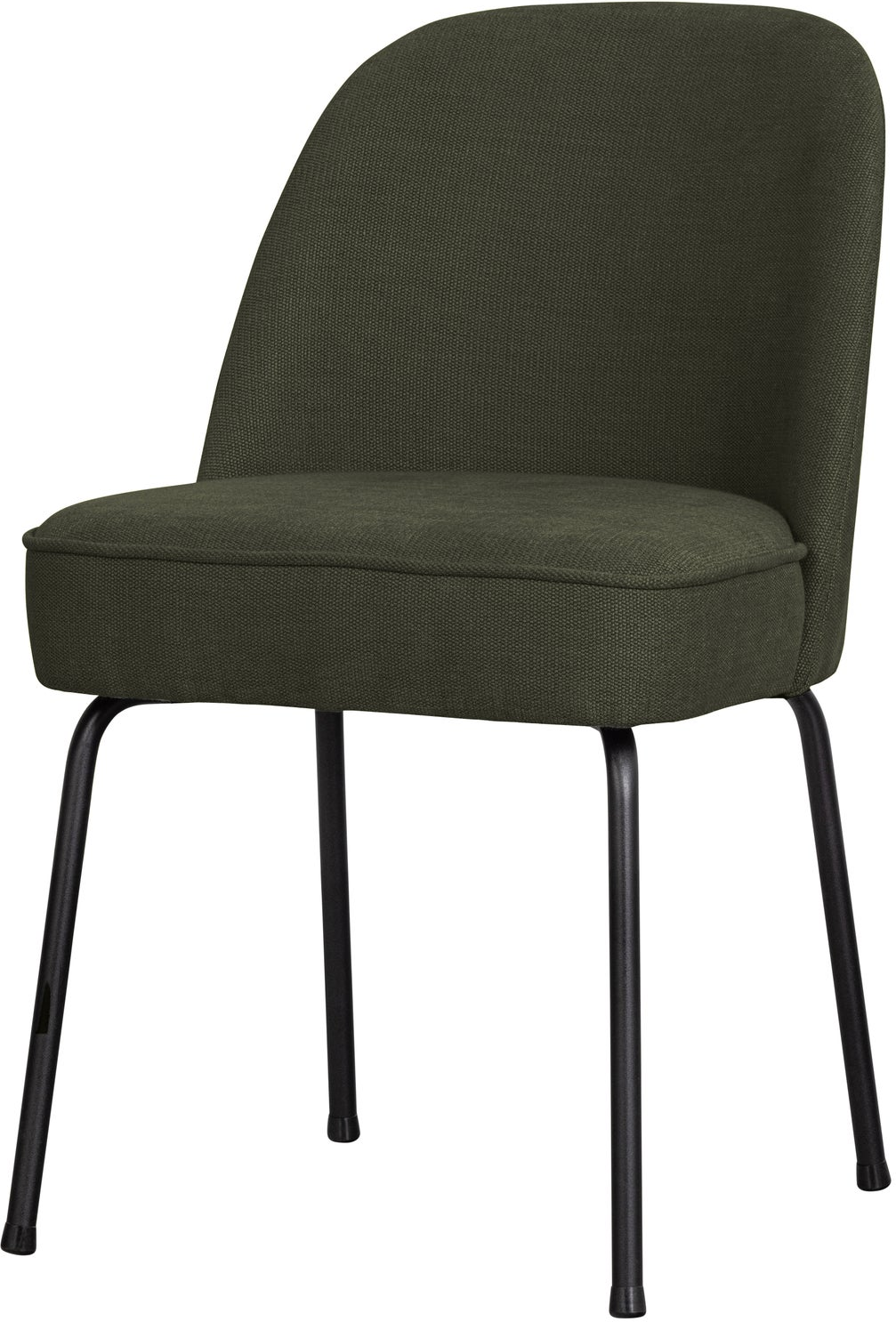 Spisebordsstol Woood Vogue Varm Grøn Vævet Stof Polstret Sæde Med Elastiske Stropper Mat Sort Metalstel H83ã B50ã D57 Cm