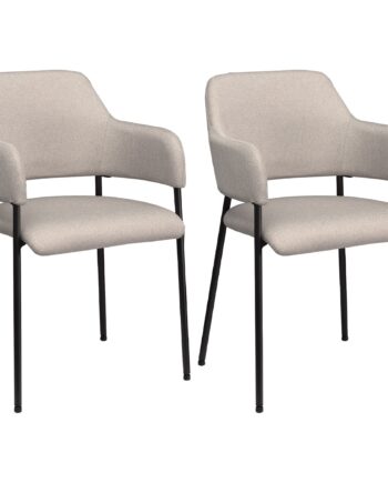 Spisestole  Sæt Med    Komfortable  Hørlook  Metalstel  Op Til 120 Kg  Beige