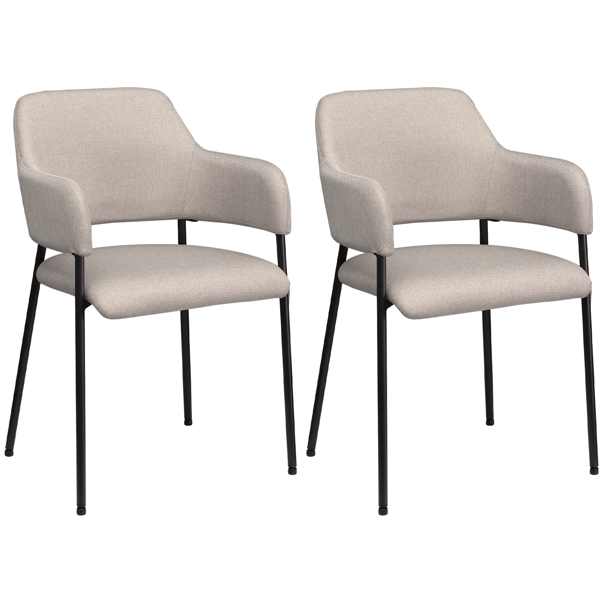 Spisestole  Sæt Med    Komfortable  Hørlook  Metalstel  Op Til 120 Kg  Beige