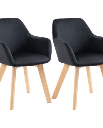 Spisestole  Sæt Med    Moderne Design  Fløjlslook  Gummitræ  54x57x80 Cm  Sort