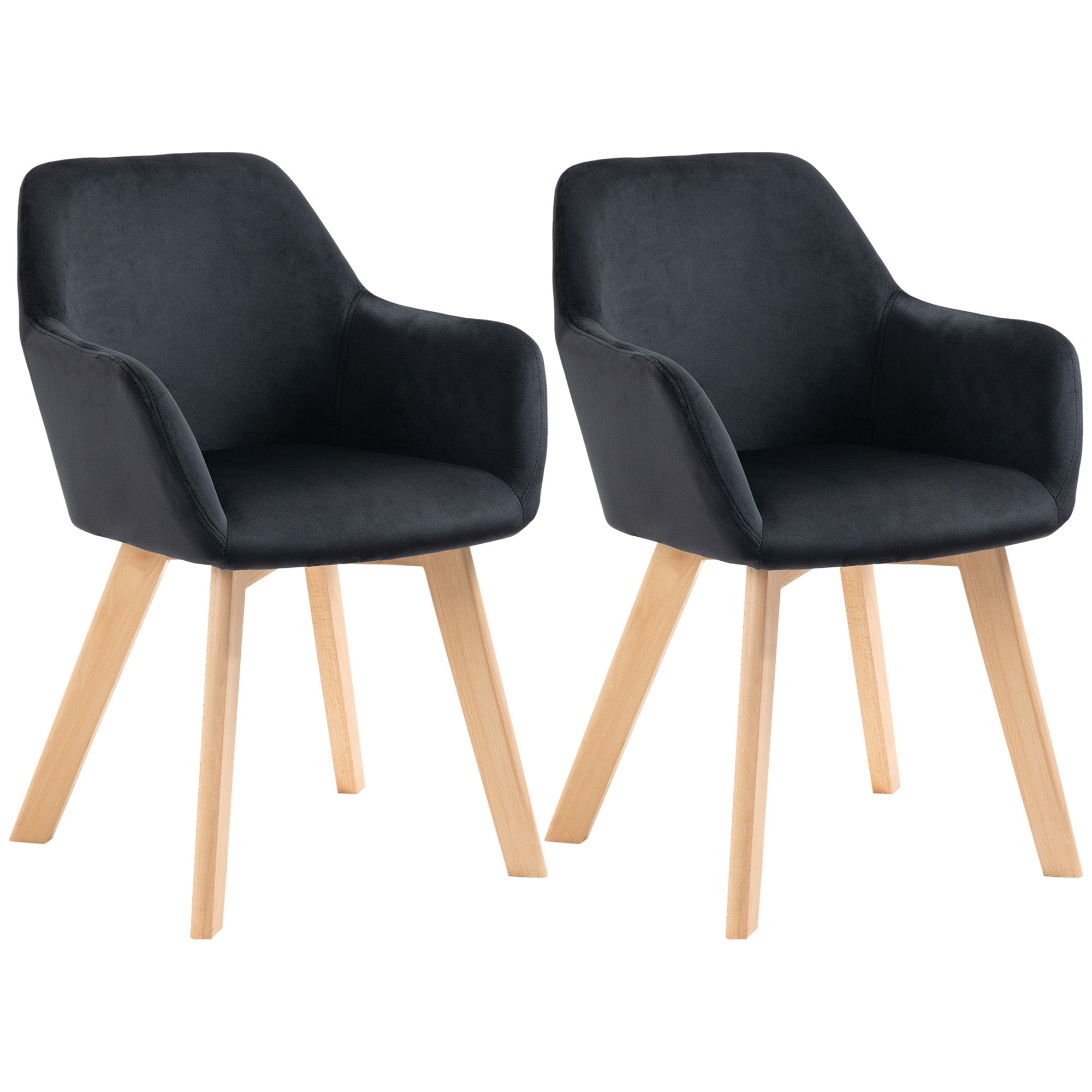 Spisestole  Sæt Med    Moderne Design  Fløjlslook  Gummitræ  54x57x80 Cm  Sort