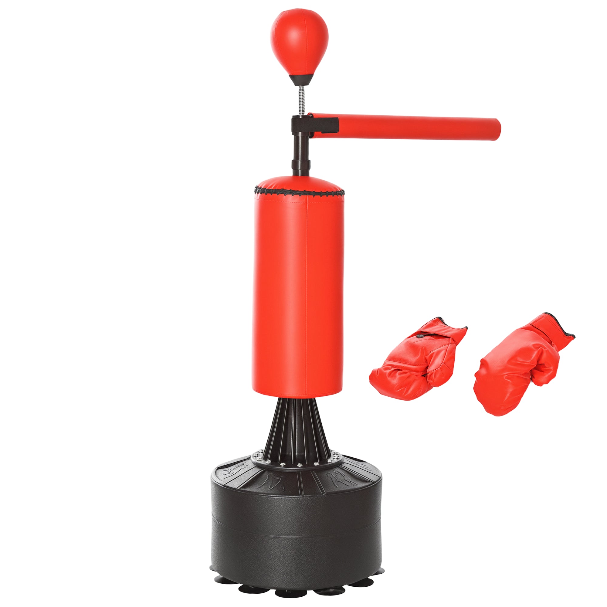 Stående Boksesæk Boksetræningsredskab Med Refleksbold  360â  Roterende Stang  Sugekopbase  Sand- Vandfyldbar  Stående Bokseassistent Med Handsker  Luftpumpetræningsboksesæk 88   48   155-205 Cm