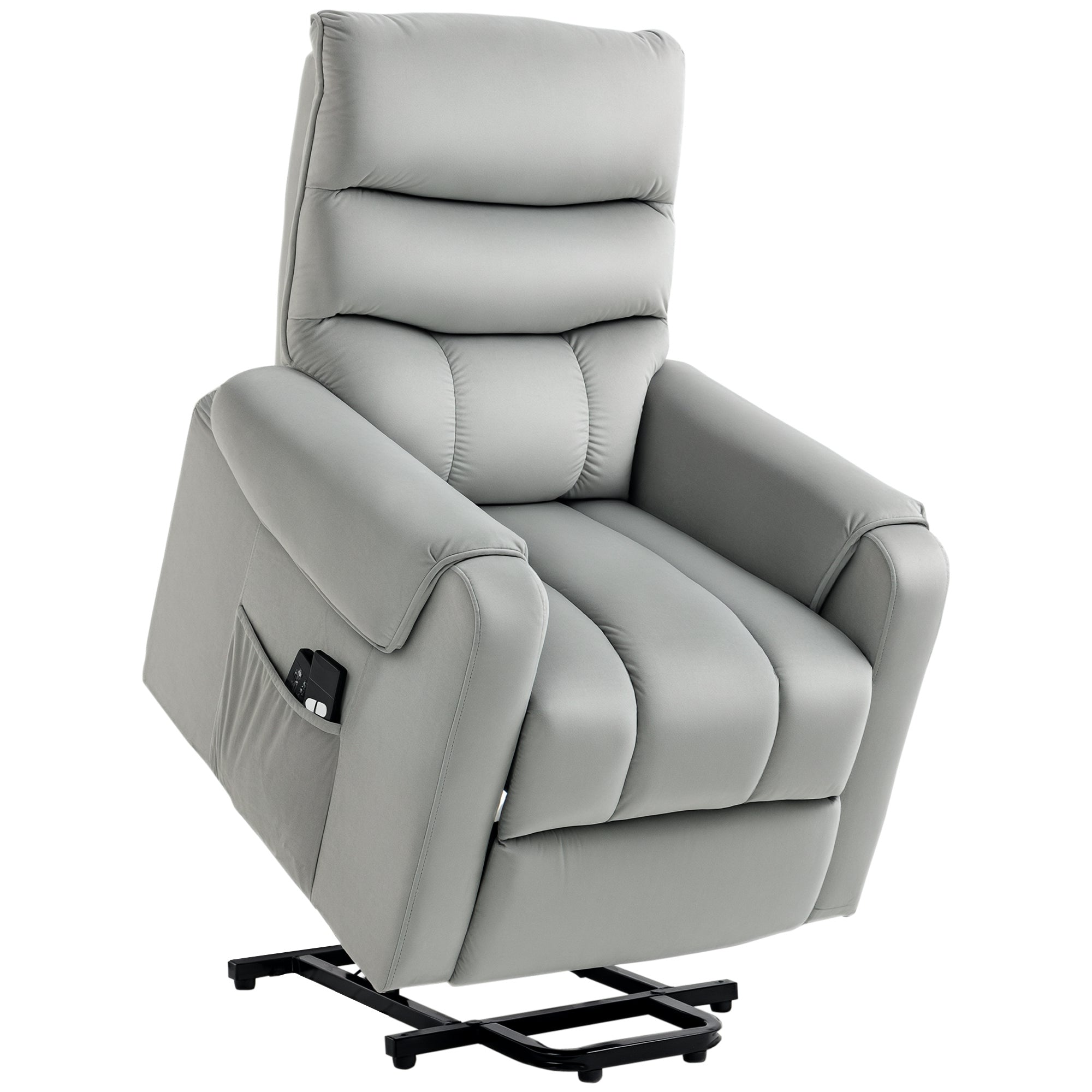 Stående Lænestol Tv-stol Med Sovefunktion Elektrisk Tv-stol Med Lænefunktion Fløjl Polyester Metalskum Lysegrå 79   97   103 Cm