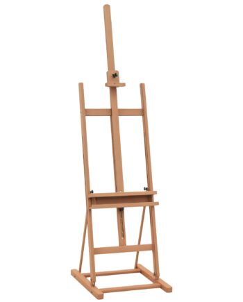 Staffeli  Båreramme  Atelierstaffeli  Højde- Og Vinkeljusterbart Med Opbevaringsrum  Naturligt Bøgetræ  53   50     171-230 Cm