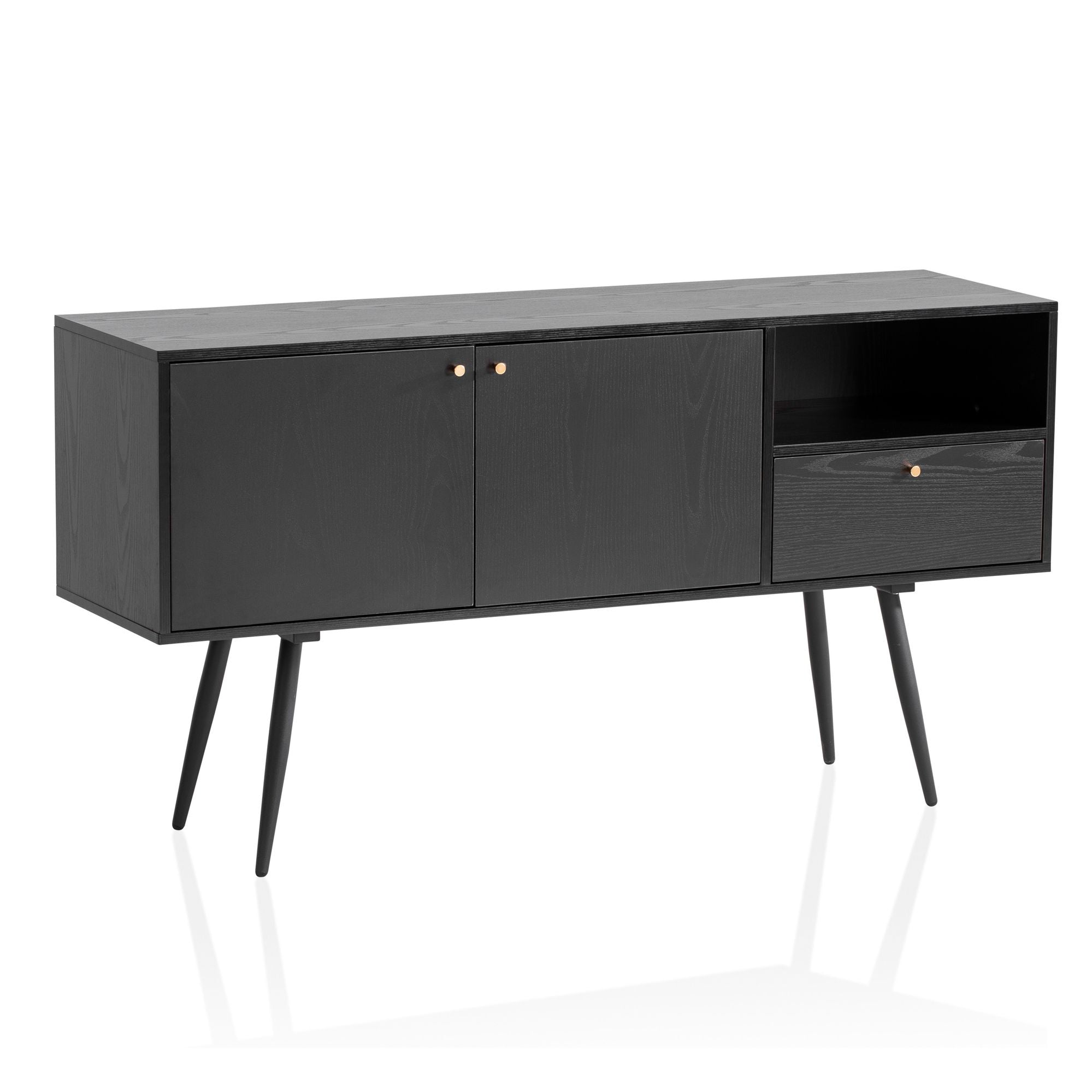 Stilfuld Lav Kommode   Sort 140x75x40 Cm