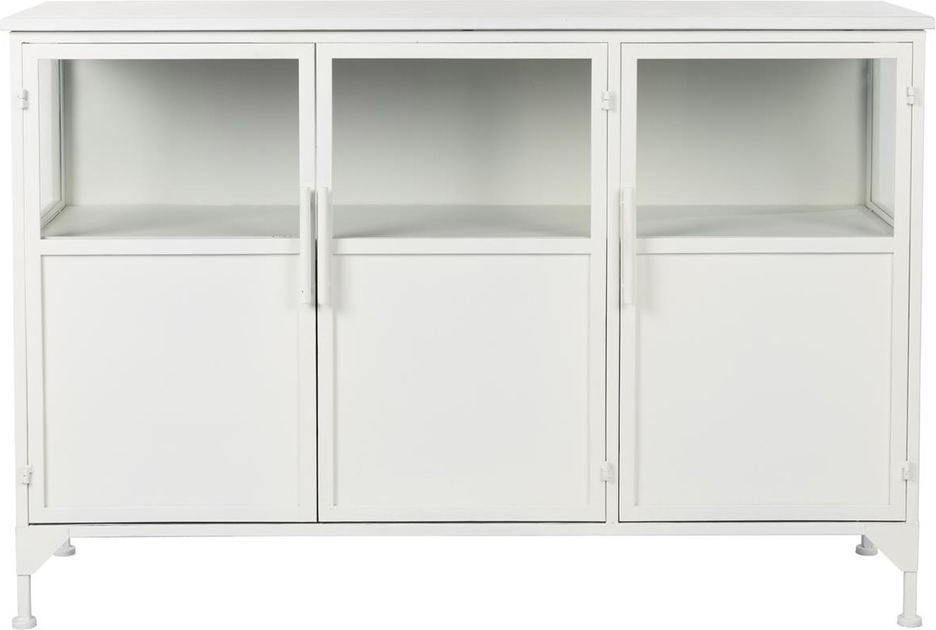 Studio White Skænk Miya Offwhite Pulverlakeret Jern Glas- Og Solide Døre 120x35x80 Cm