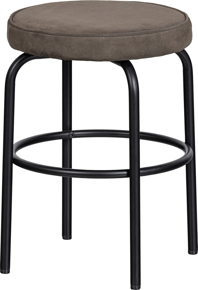 Taburet Skammel Woood Exclusive Tris   Sort Brun Mikrofiberlæder  Metalstel ø38   H45 Cm