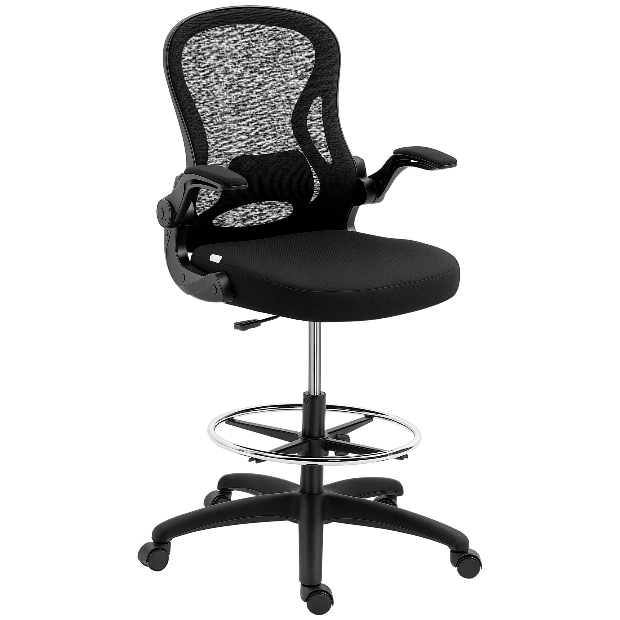 Tegnestol  Højdejusterbar Kontorstol  Med Fodstøtte  59 Cm   65 Cm   122 Cm  Sort