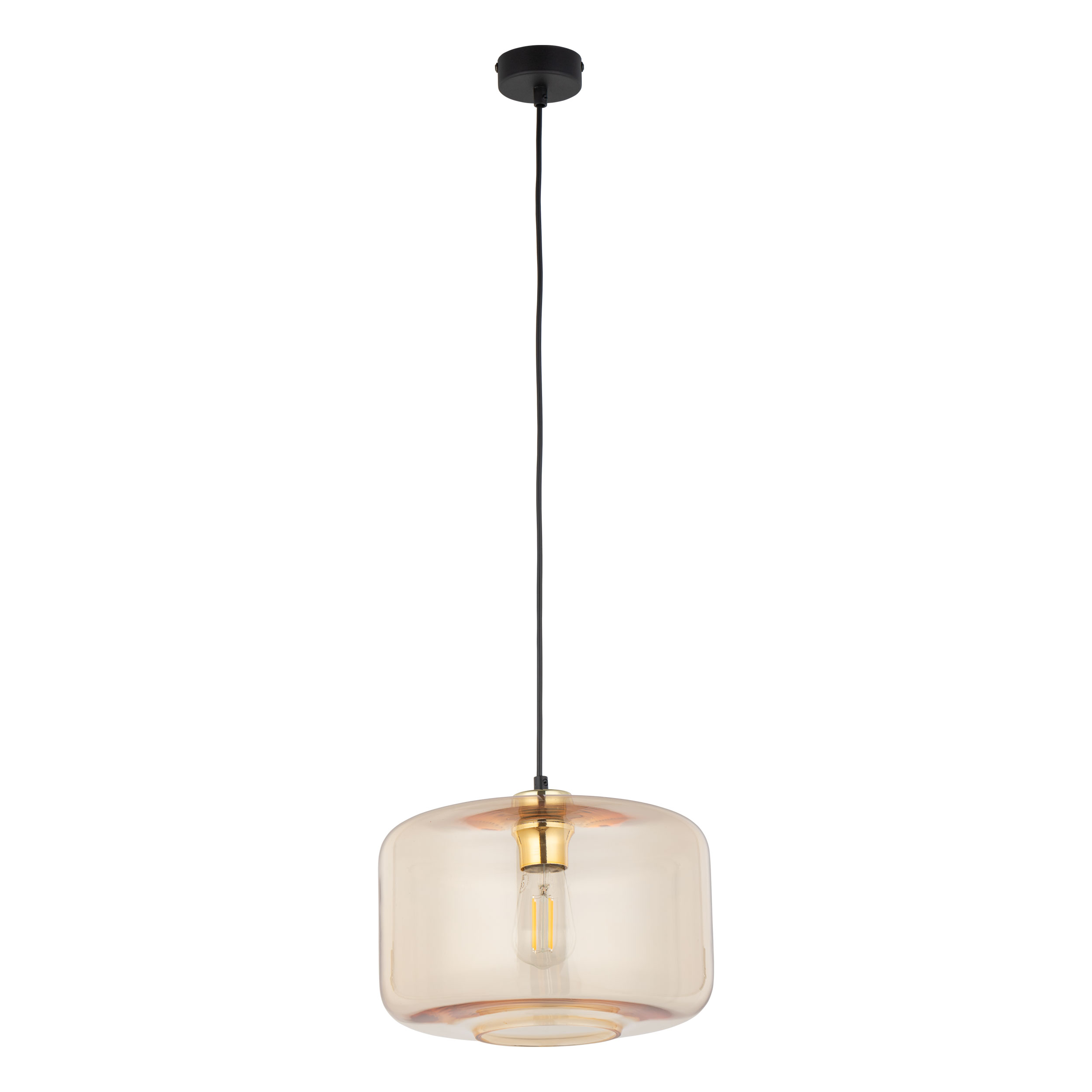 Tk Alma Loftlampe Rav Glas  Guld Metalplast Og Sort Plast