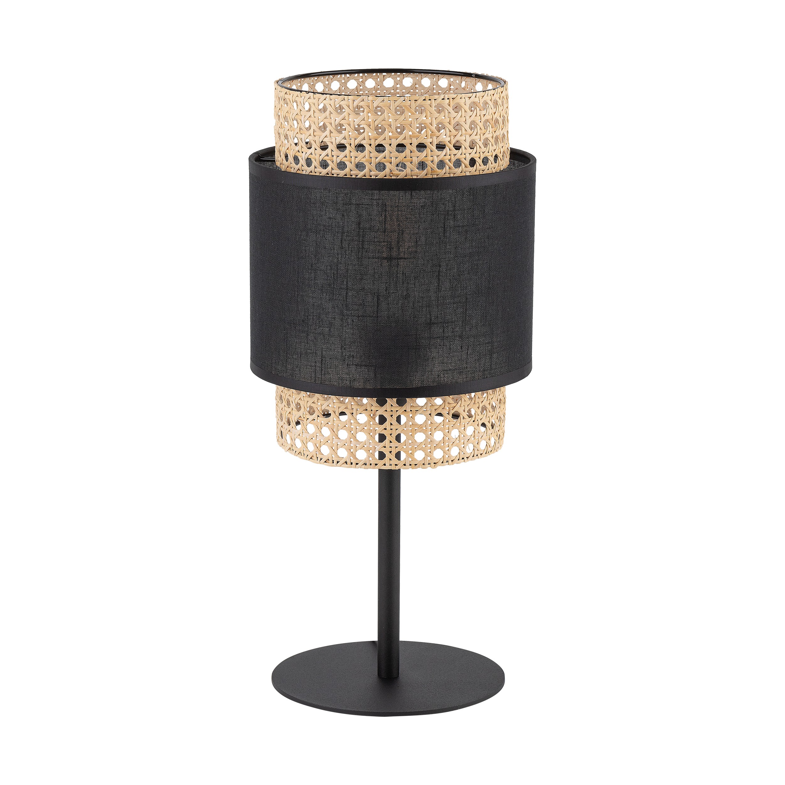 Tk Boho Bordlampe Natur Rattan Og Sort Stof Metal