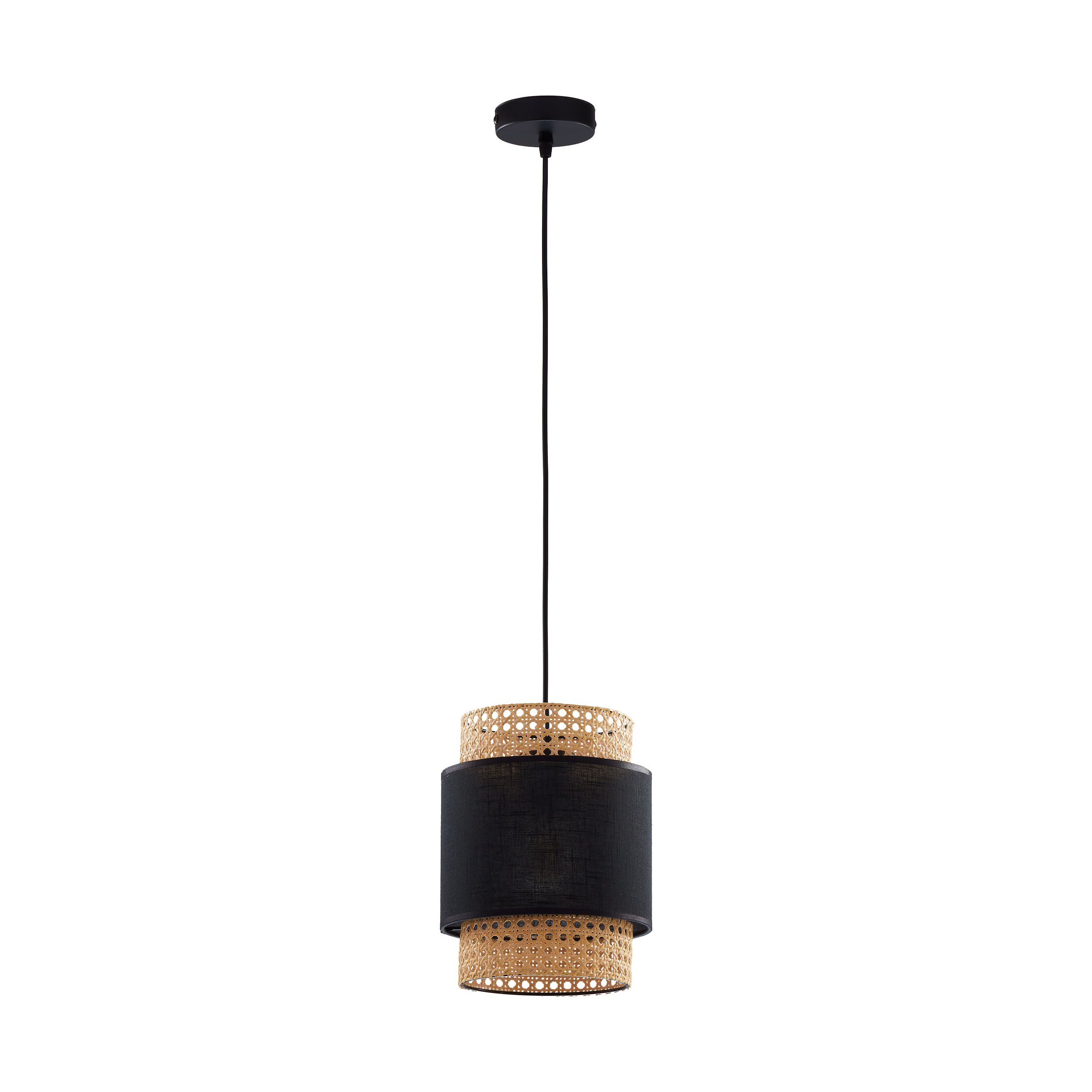 Tk Boho Loftlampe Natur Rattan Og Sort Stof