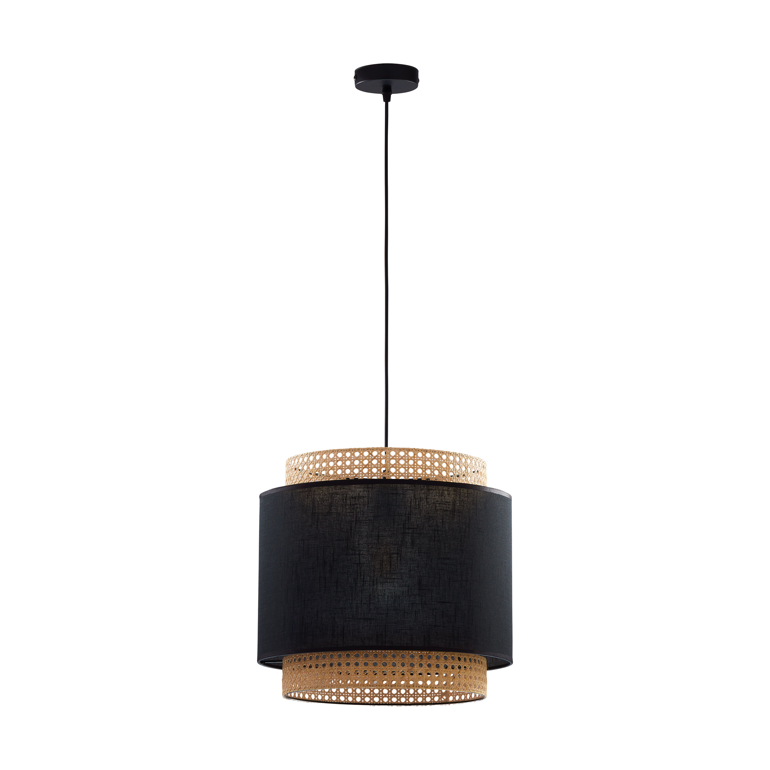 Tk Boho Loftlampe Natur Rattan Og Sort Stof