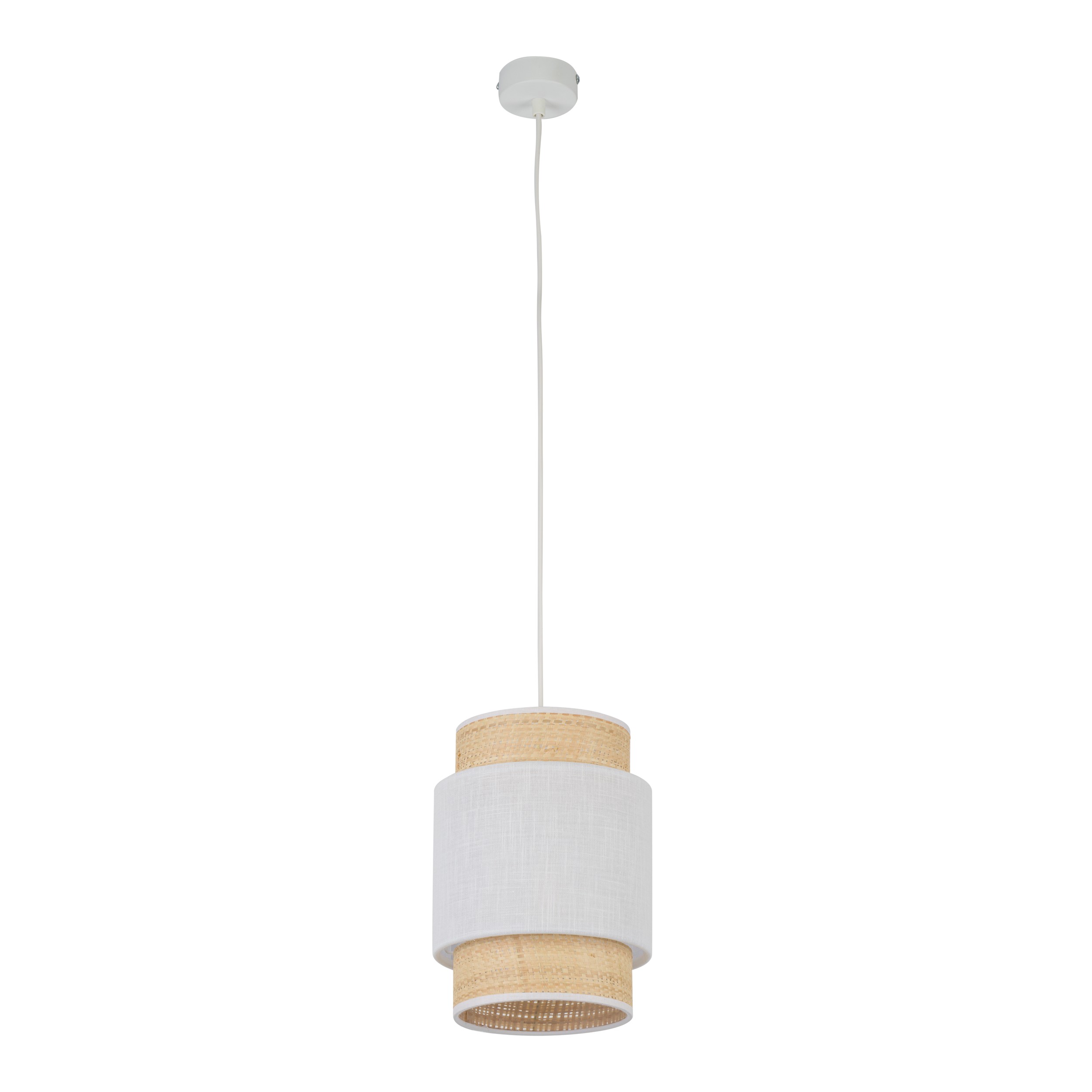 Tk Boho Loftlampe Natur Strå Og Hvid Stof
