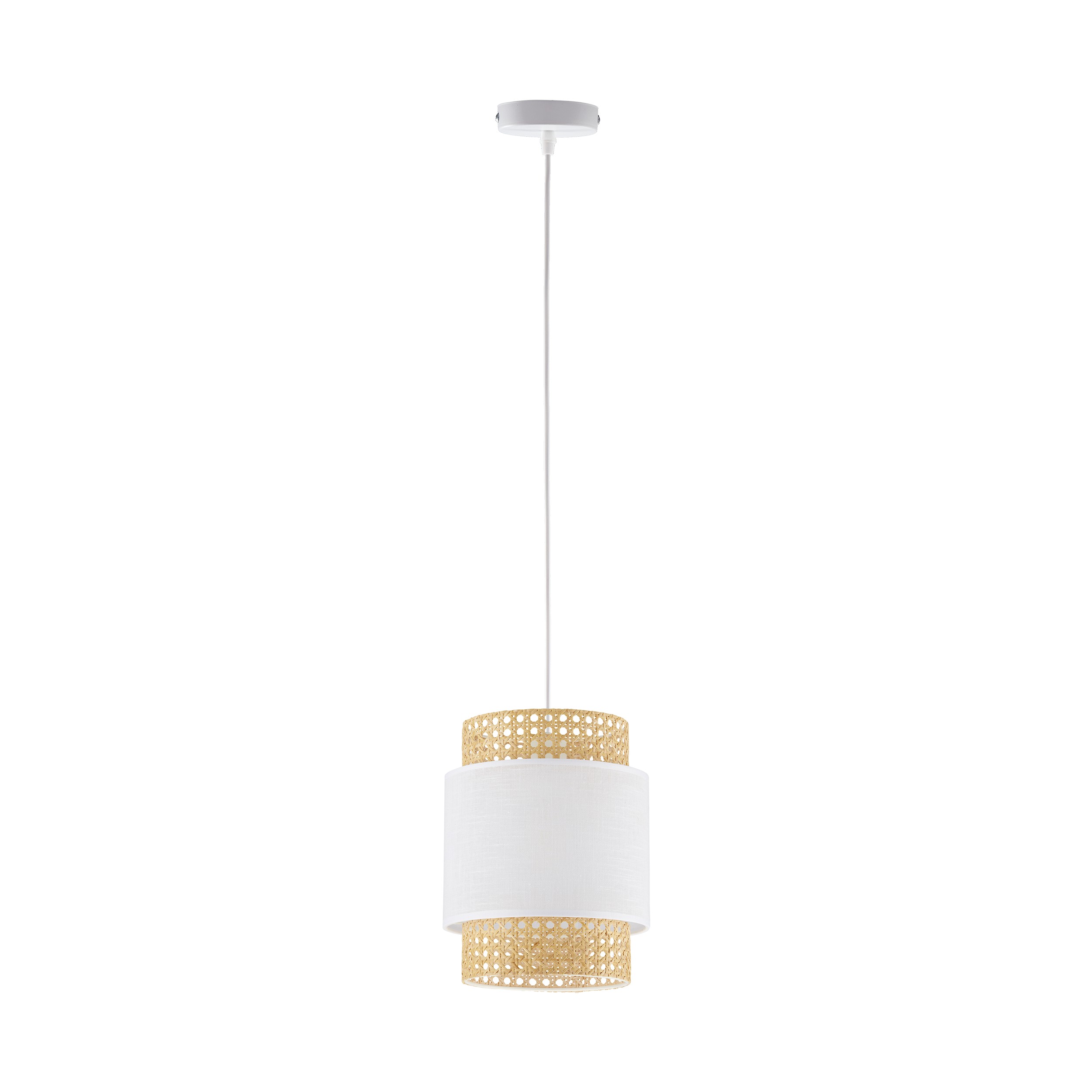 Tk Boho Loftlampe Natur Strå Og Hvid Stof