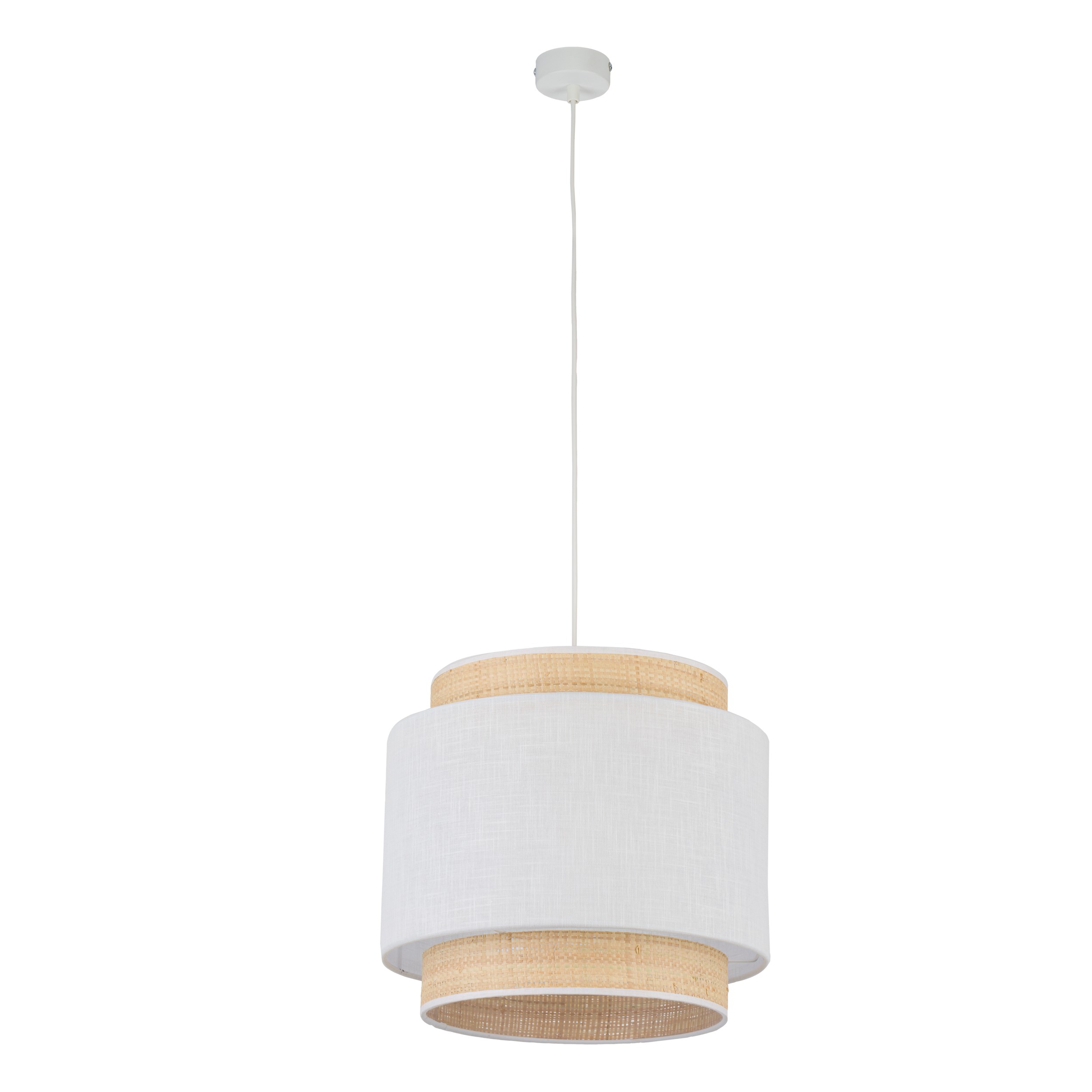 Tk Boho Loftlampe Natur Strå Og Hvid Stof