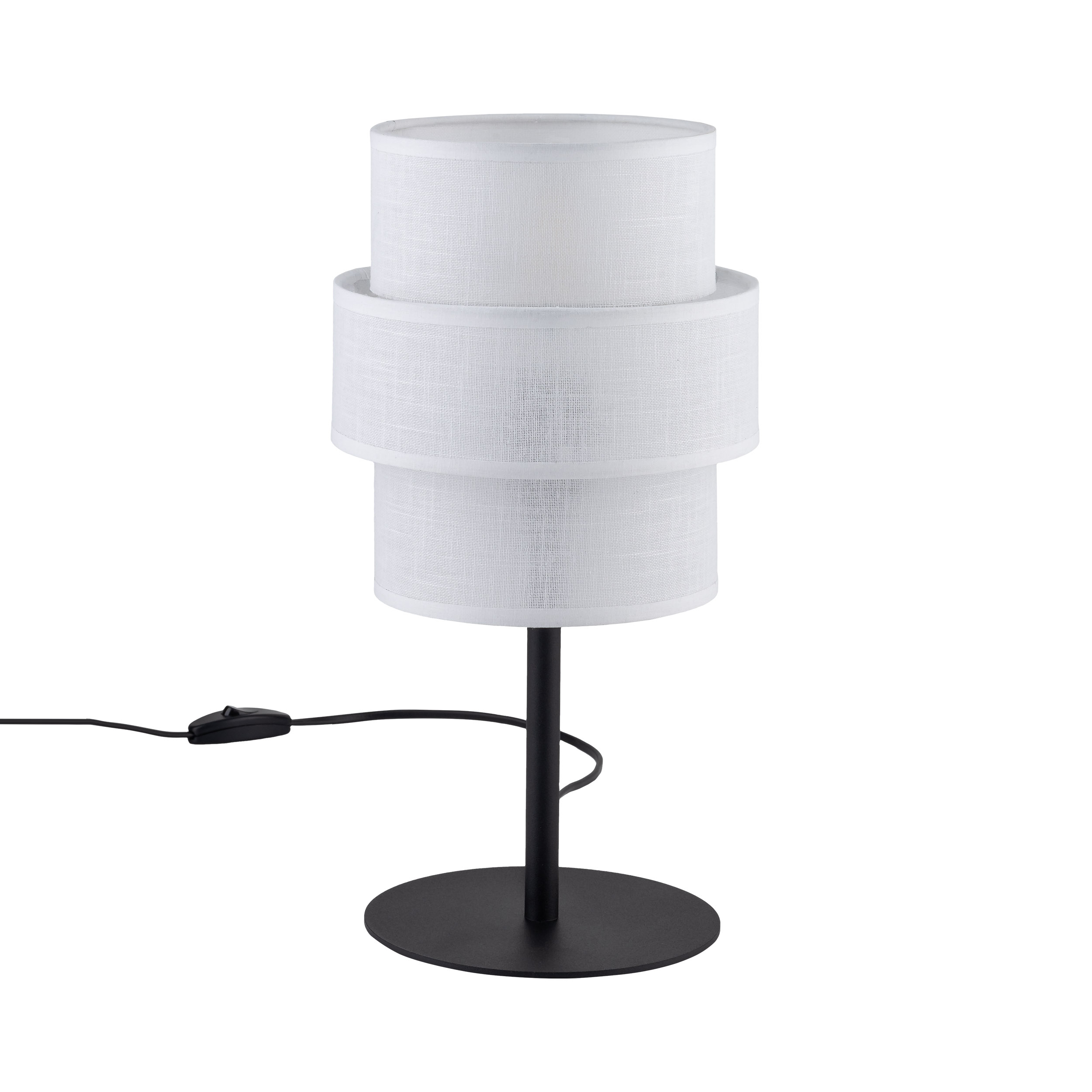 Tk Calisto Bordlampe Hvid Stof Og Sort Metal