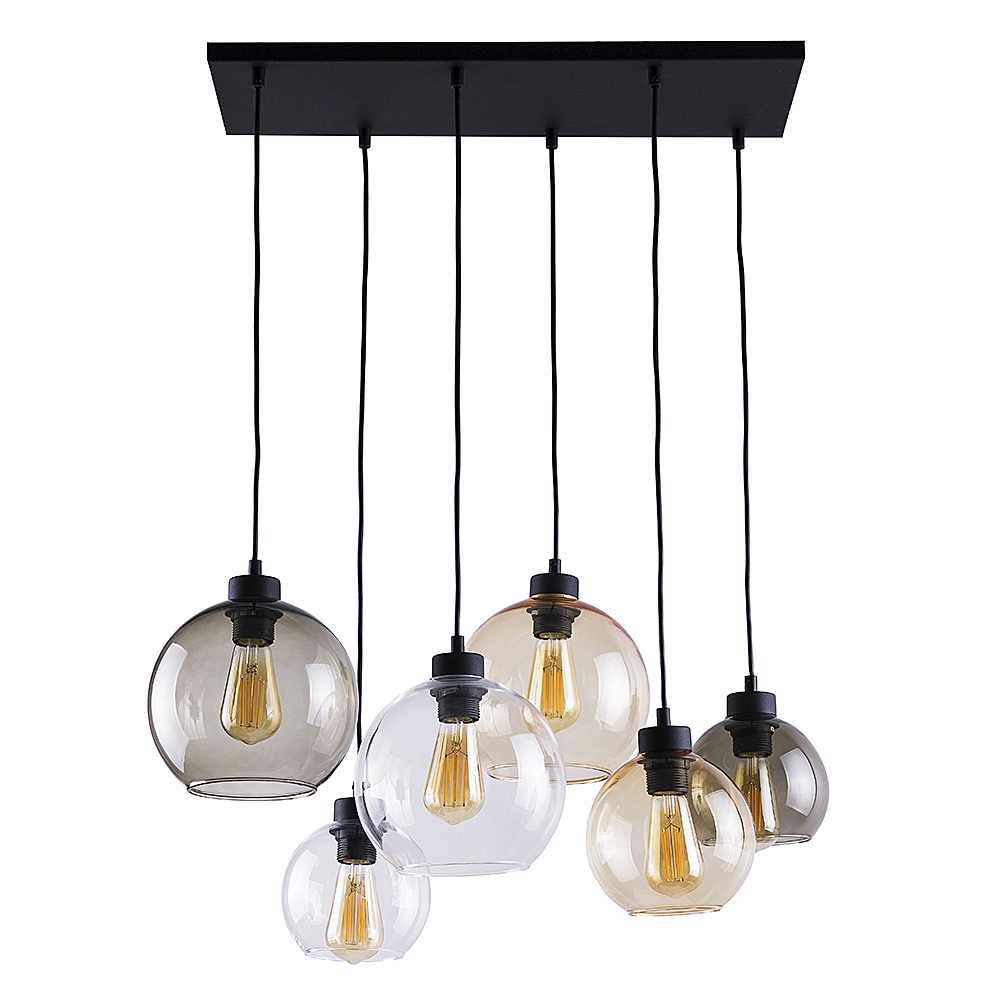Tk Cubus Loftlampe       Skærme Gennemsigtig Glas Og Sort Metal