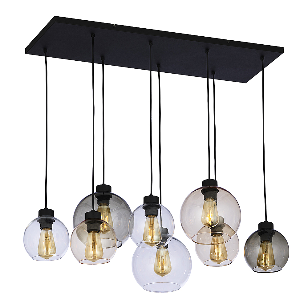 Tk Cubus Loftlampe       Skærme Gennemsigtig Glas Og Sort Metal