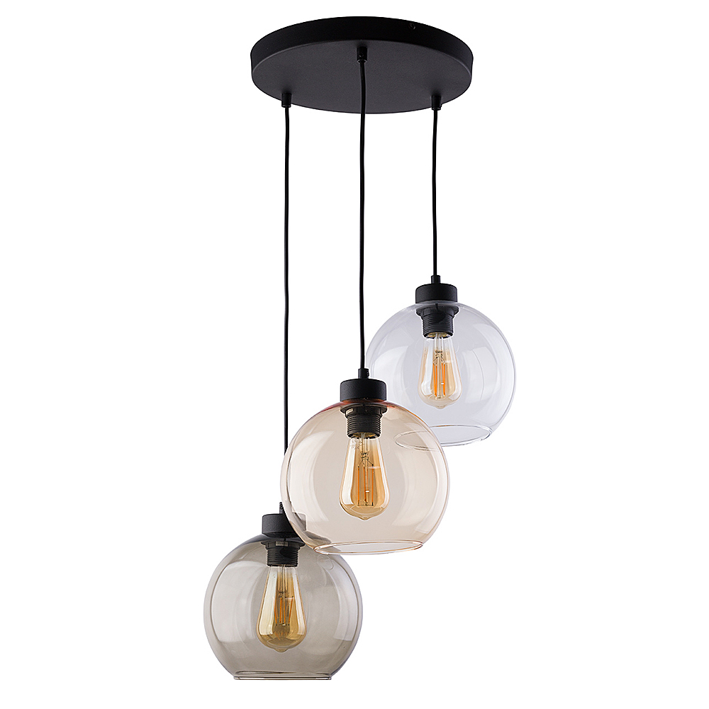 Tk Cubus Loftlampe       Skærme Gennemsigtig Glas Og Sort Metal