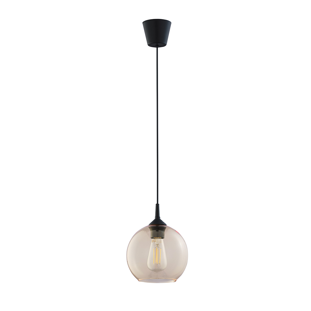 Tk Cubus Loftlampe Rav Glas Og Sort Metal