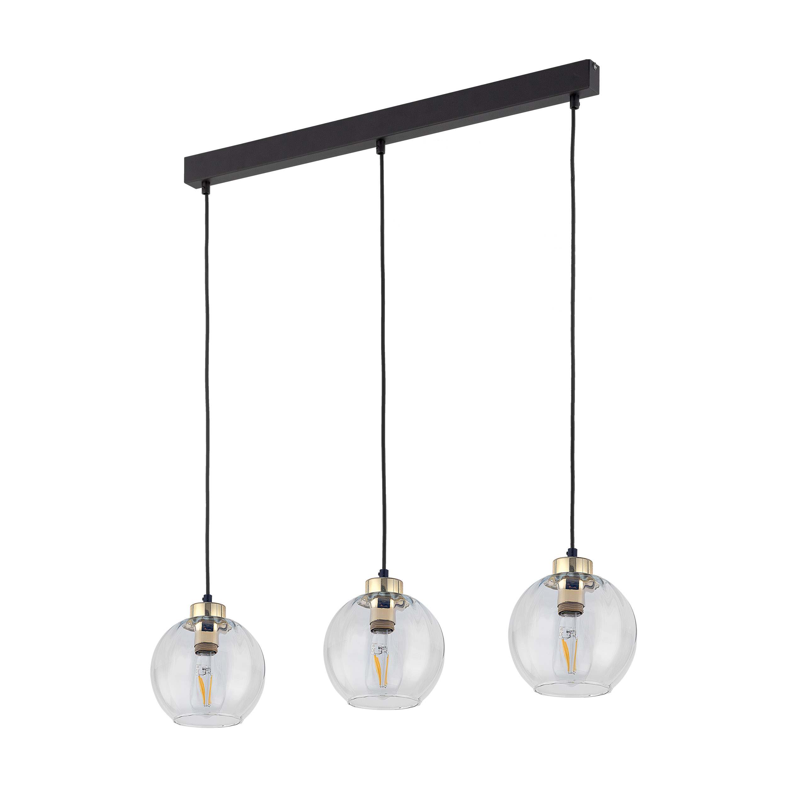 Tk Devi Loftlampe       Skærme Klar Glas Og Sort Metal