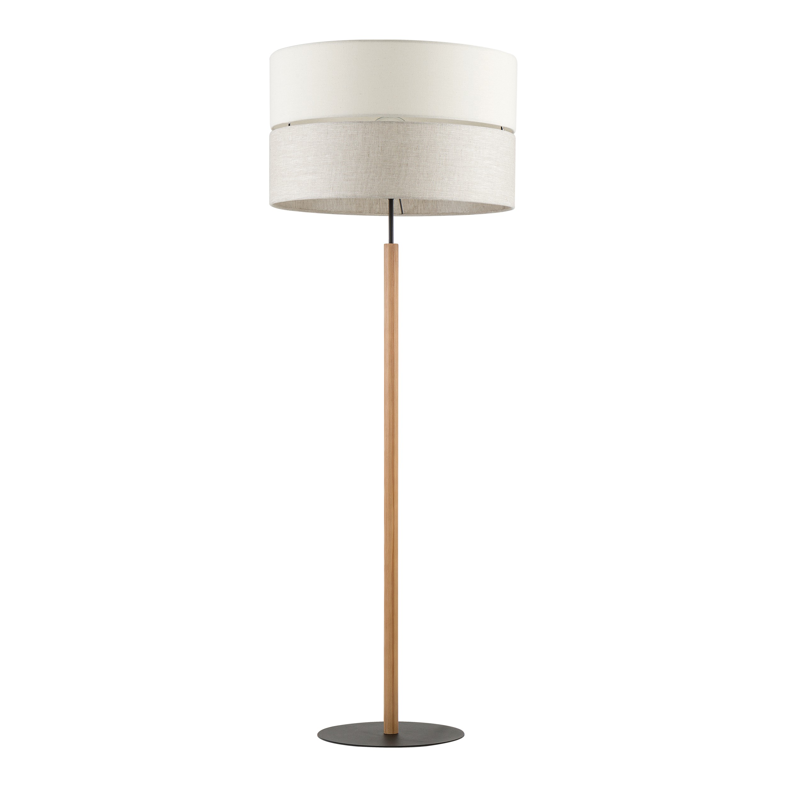 Tk Eco Gulvlampe  Rund Natur Stof  Fyrretræ Og Sort Metal