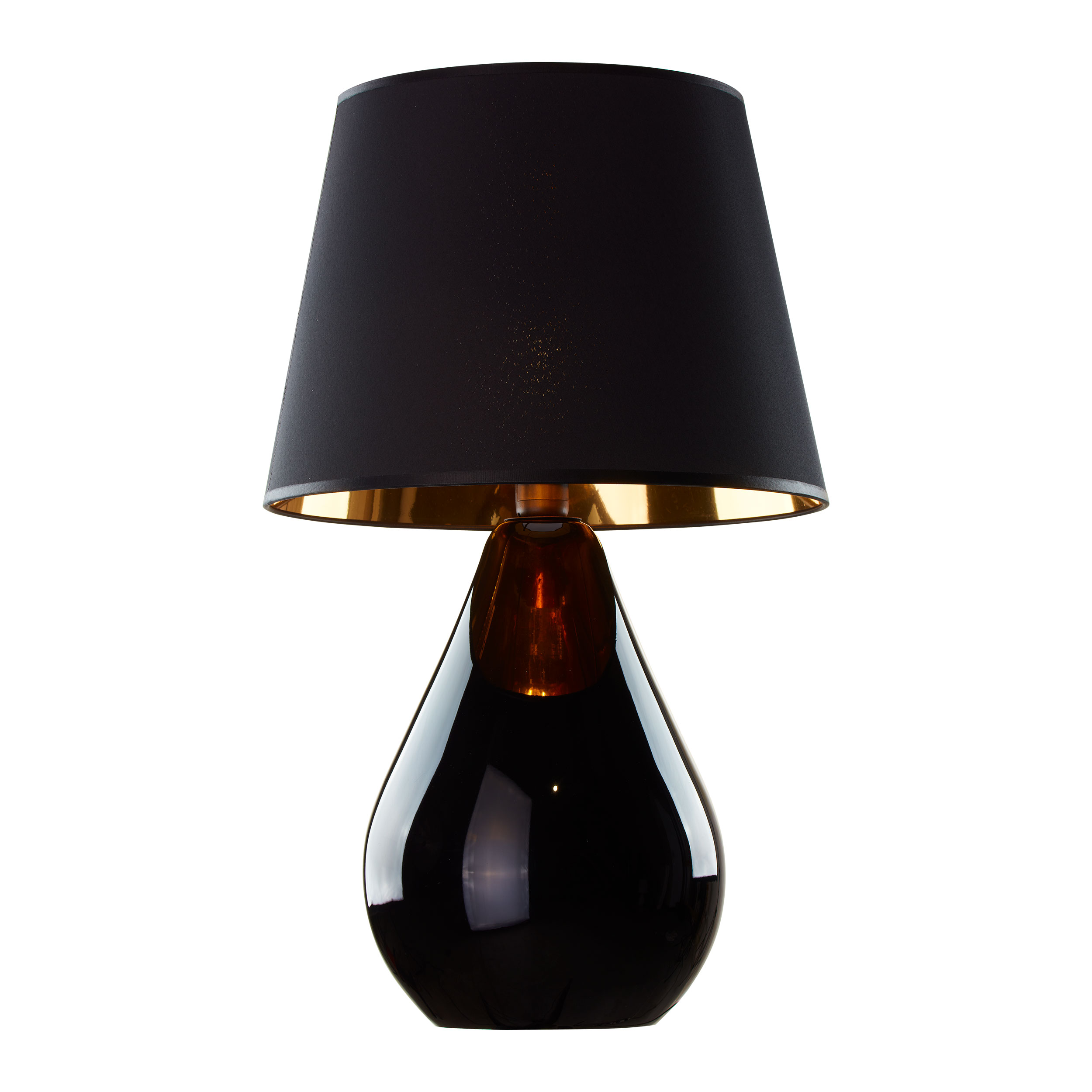 Tk Lacrima Bordlampe Guld  Sort Stof Og Sort Glas