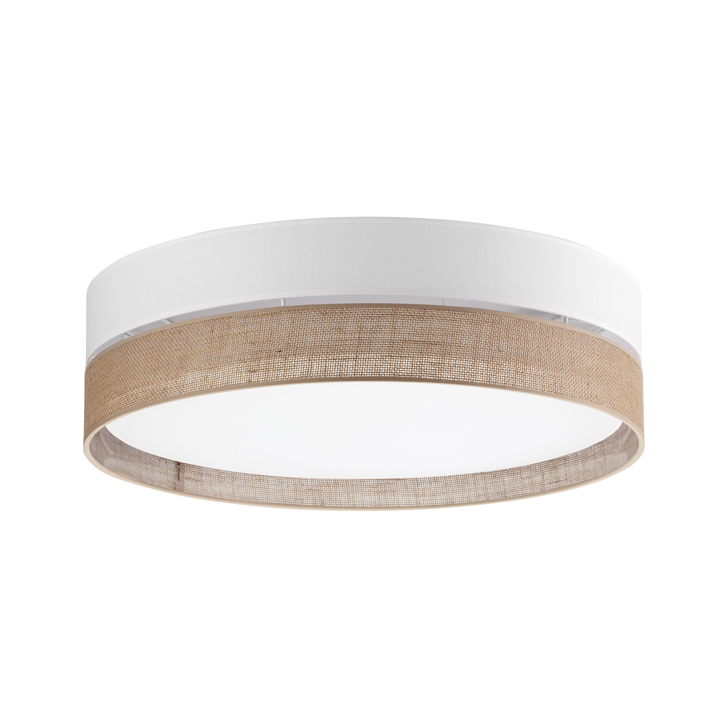 Tk Linobianco Loftlampe Brun Jute  Hvid Stof Og Hvid Metal
